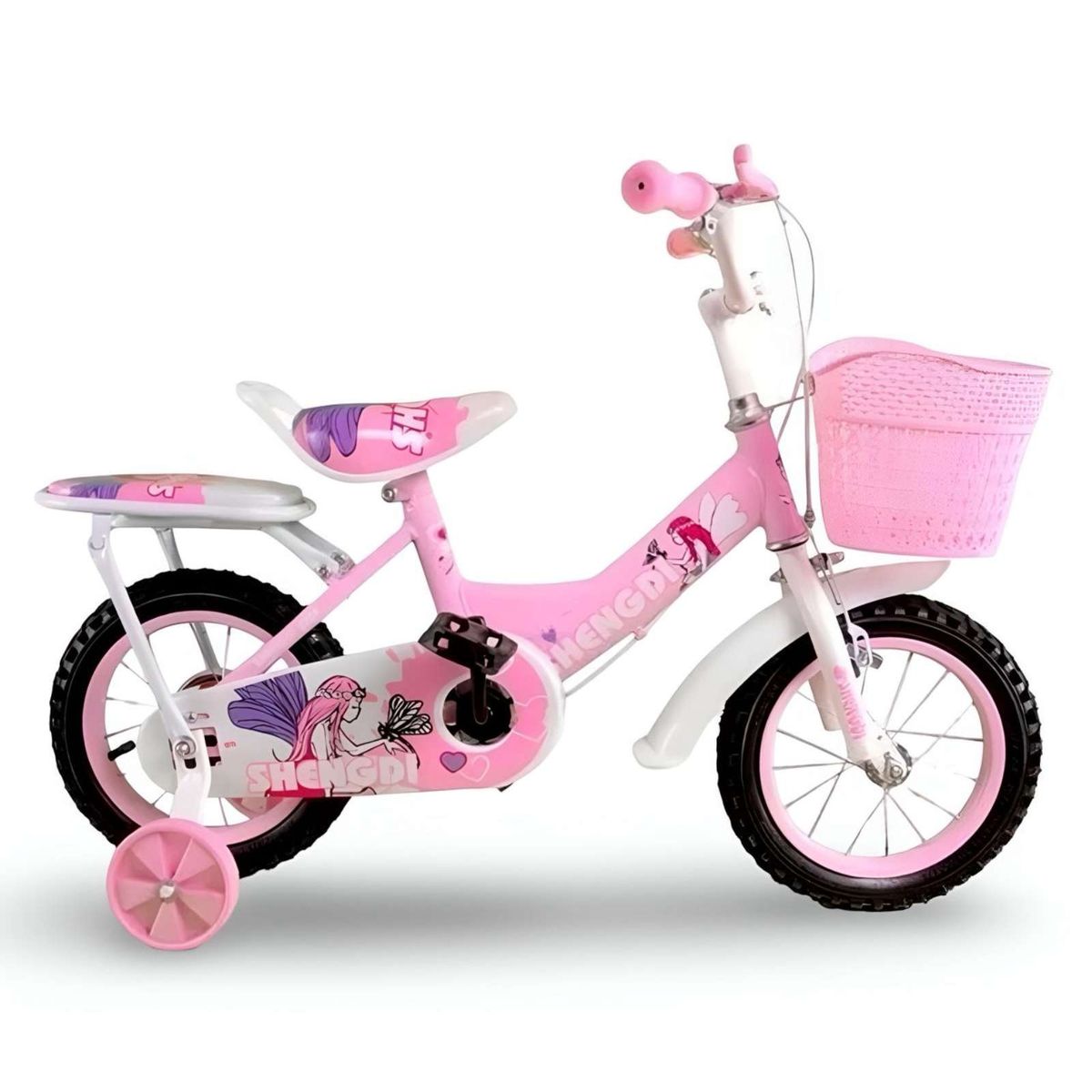 GENERICO - Bicicleta Aro 14 para Niños Incluye Ruedas Estabilizadoras Rosado