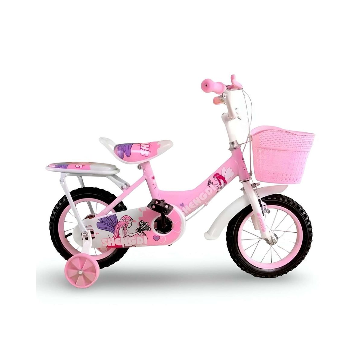 GENERICO - Bicicleta Aro 14 para Niños Incluye Ruedas Estabilizadoras Rosado