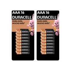 DURACELL - Pack 32 Pilas AAA 2 x 16 pilas batería triple A