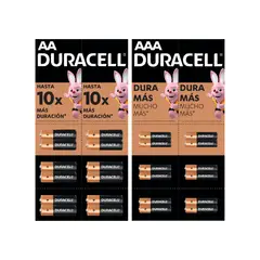 DURACELL - Pack 2 Tiras AAA + AA 1 Tira de 6 cápsulas pilas AAA + 1 Tira de 6 cápsulas pilas AA