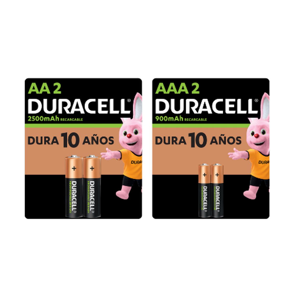 DURACELL - Pack Pilas Duracell Recargable AA y AAA 2 pilas AA y 2 pilas AAA de 2500mAh