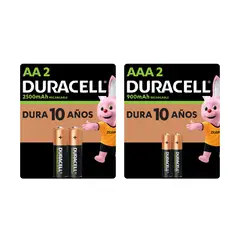 DURACELL - Pack Pilas Recargable AA y AAA 2 pilas AA y 2 pilas AAA de 2500mAh