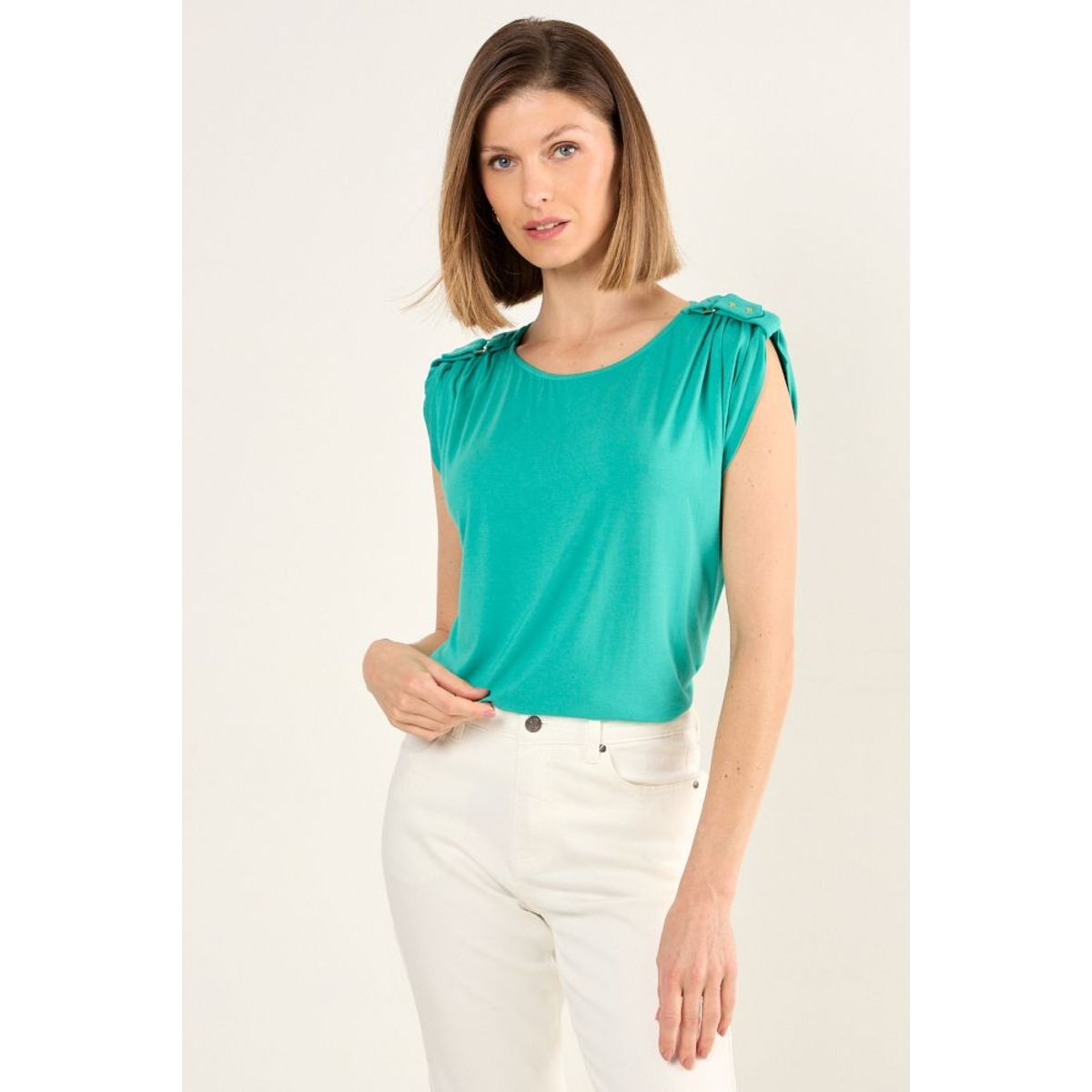 MA GRIFFE - Polera Lisa Mujer Verde Magriffe