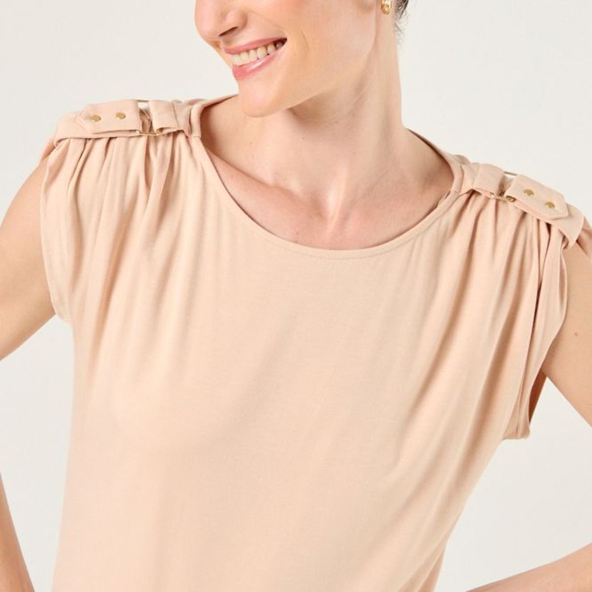 MA GRIFFE - Polera Lisa Mujer Beige Magriffe