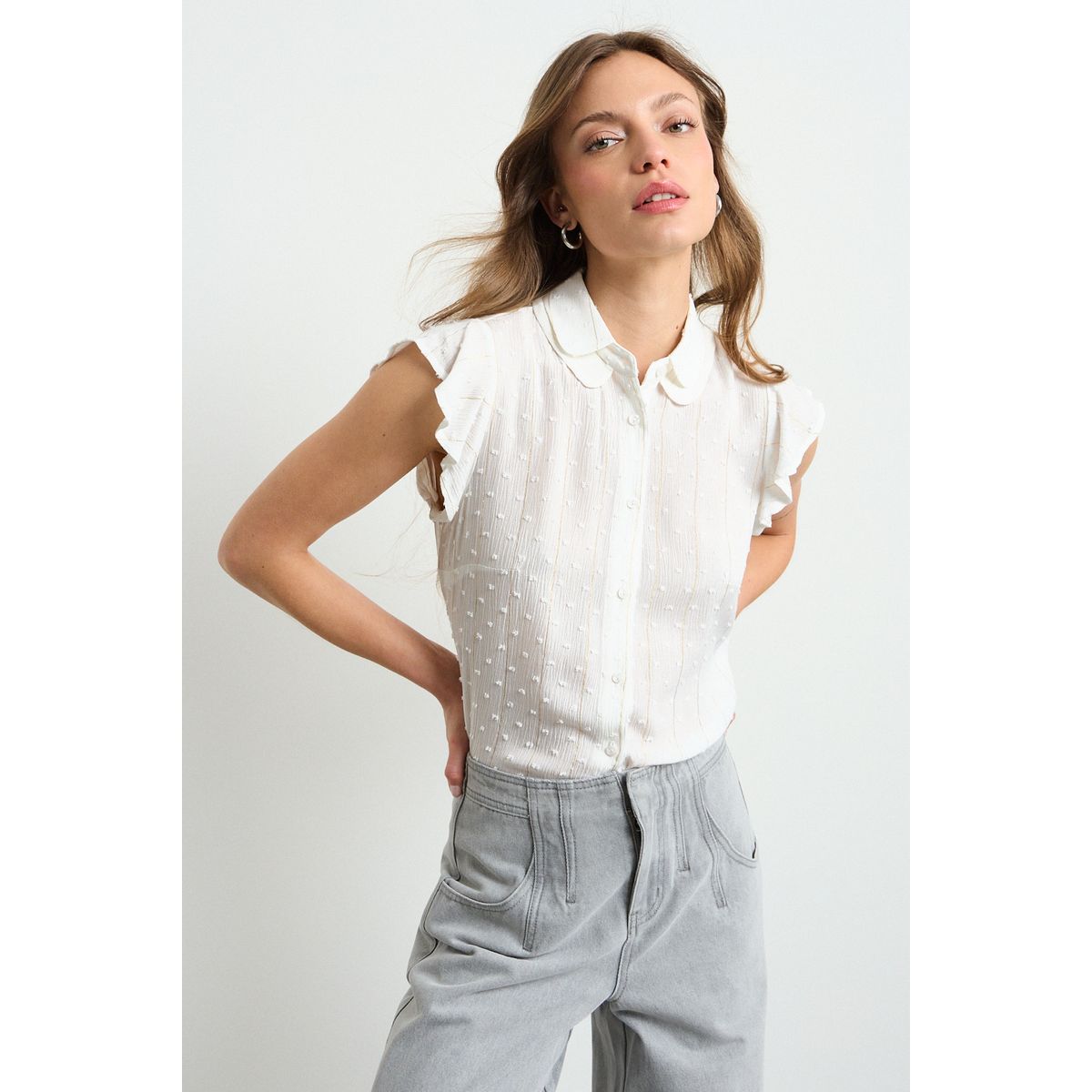 IO - Blusa Lisa Mujer Crudo Io