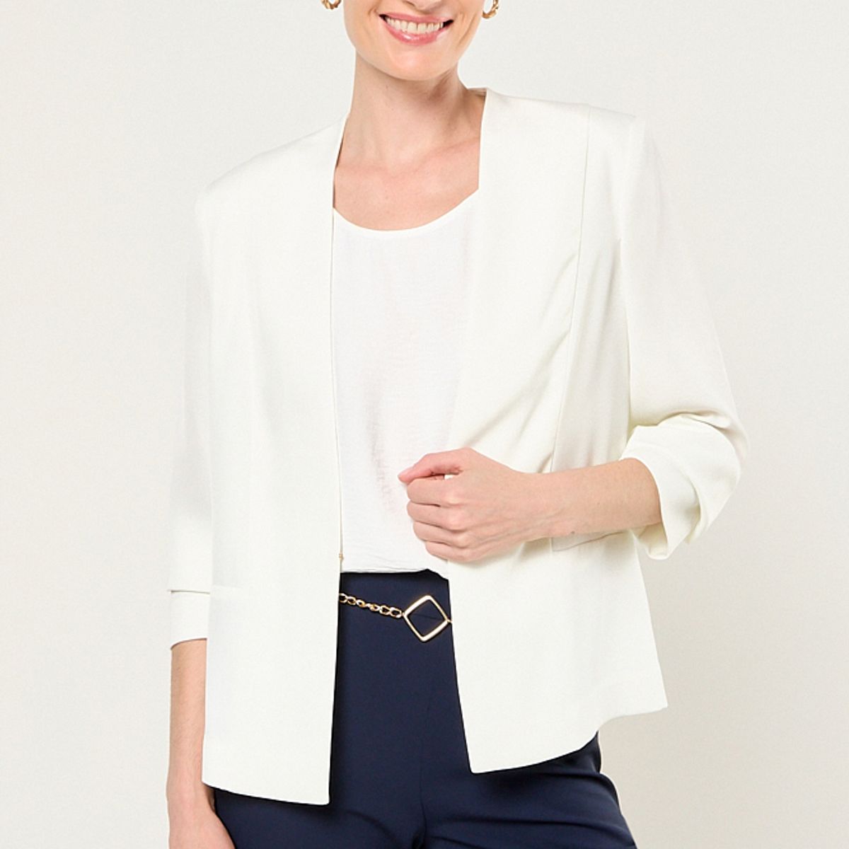 MA GRIFFE - Blazer Liso Mujer Crudo Magriffe
