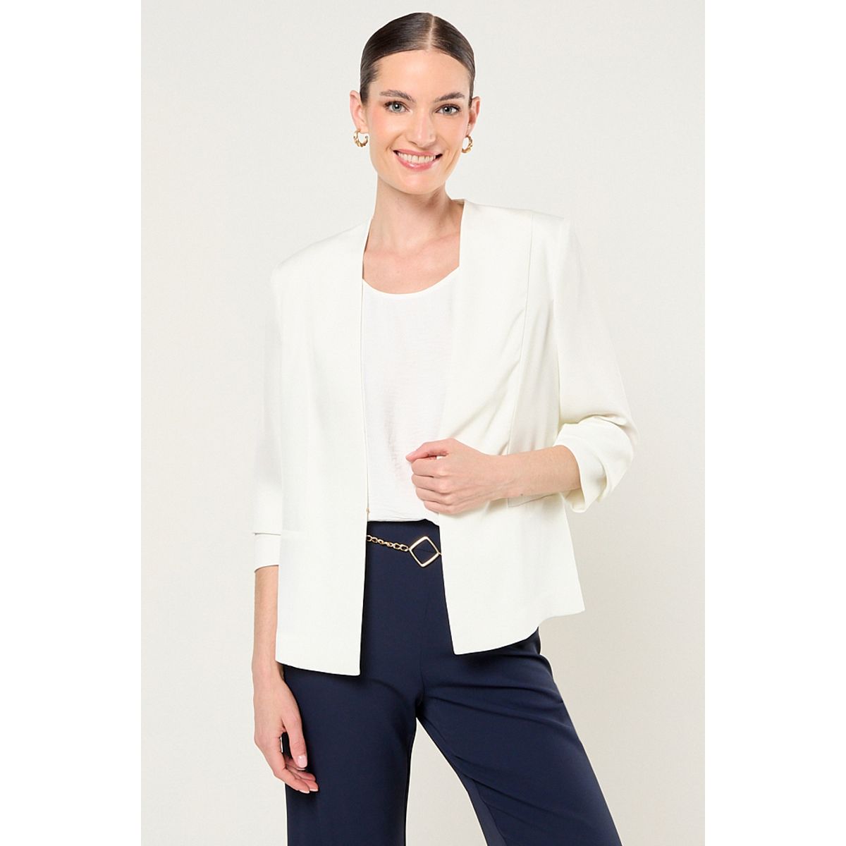 MA GRIFFE - Blazer Liso Mujer Crudo Magriffe