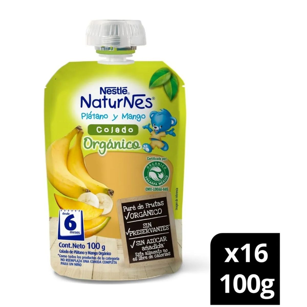 NATURNES - Compota Nestlé® Naturnes®  Plátano Mango 100g Pack X16