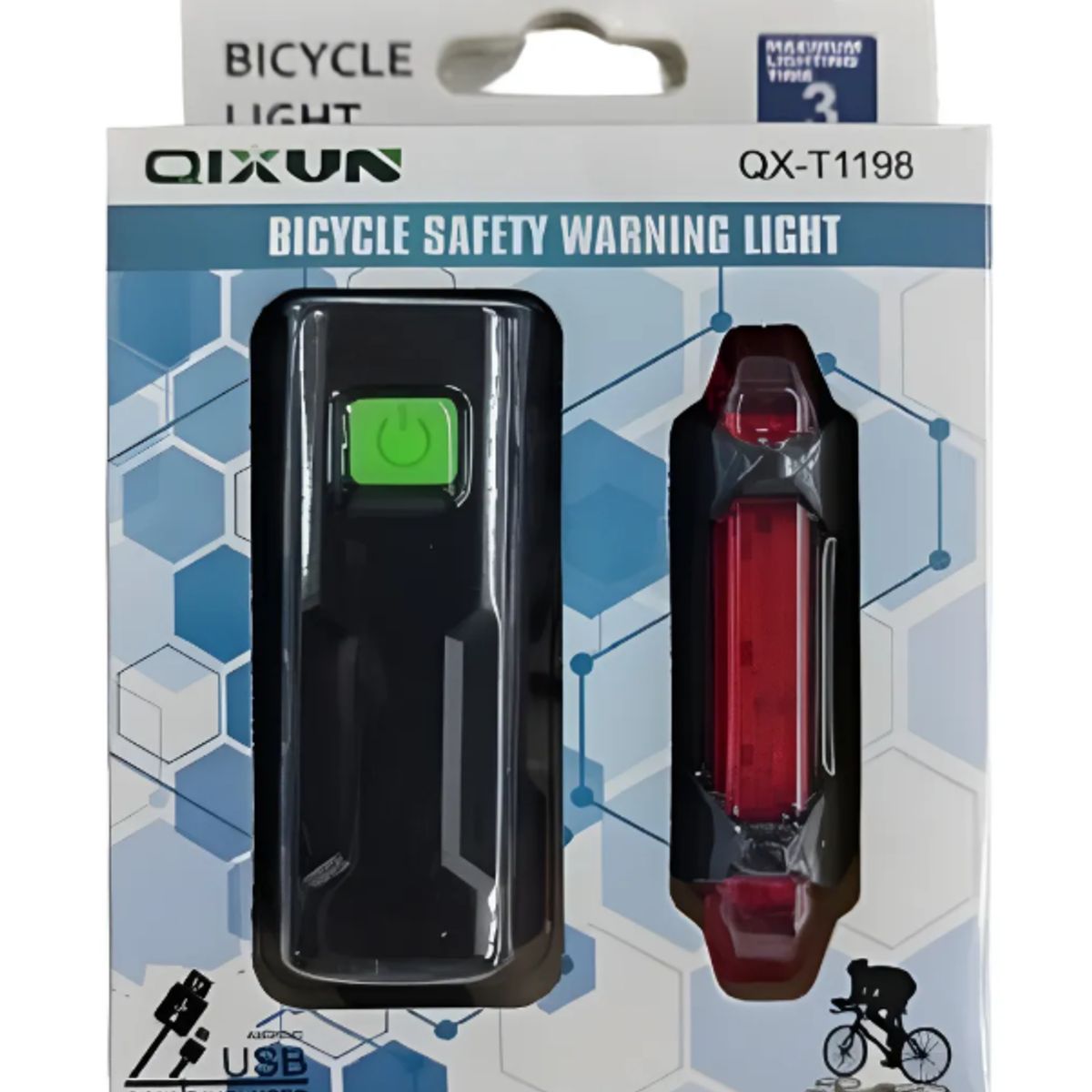 GENERICO - Luz Bicicleta Set Delantera Trasera Usb Light Negra