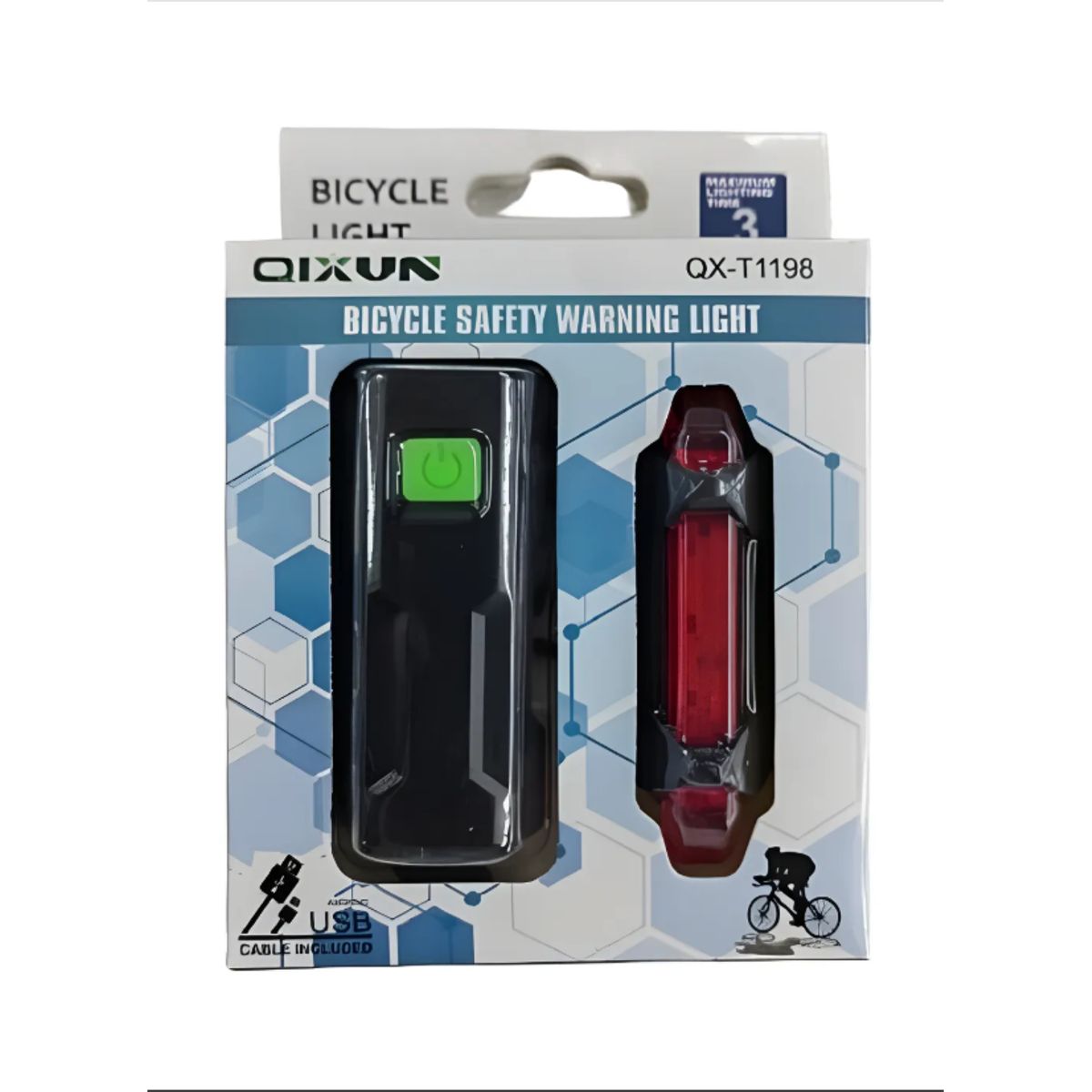 GENERICO - Luz Bicicleta Set Delantera Trasera Usb Light Negra