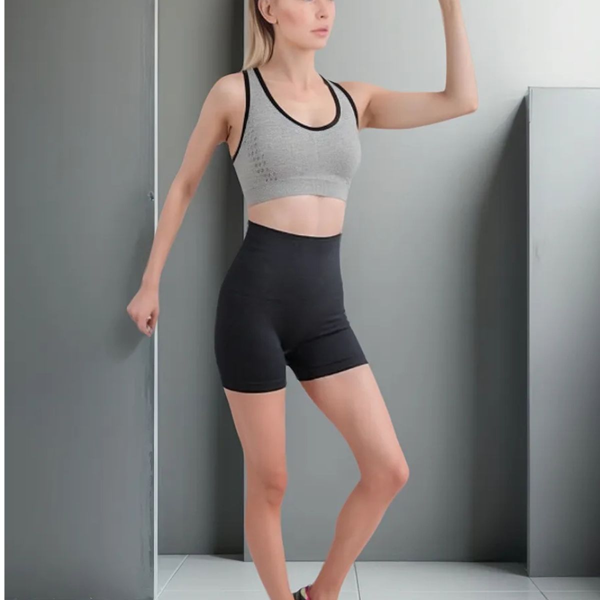 LOOK SHOP - Calza Corta Mujer Control Abdomen Fitness Entrenamiento Gym 516