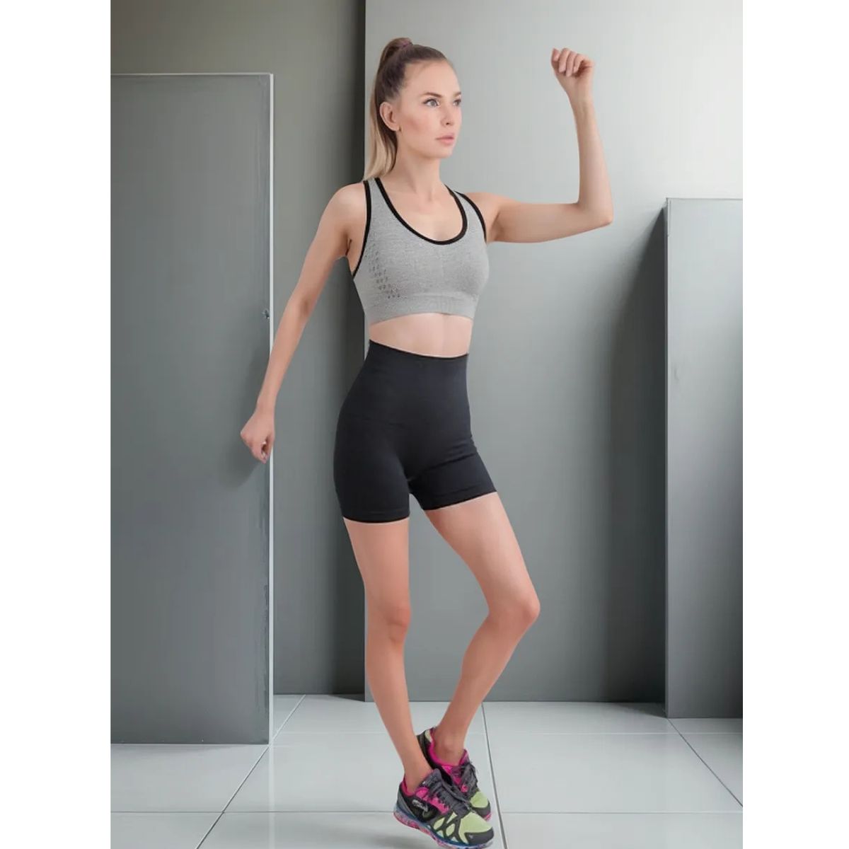 LOOK SHOP - Calza Corta Mujer Control Abdomen Fitness Entrenamiento Gym 516