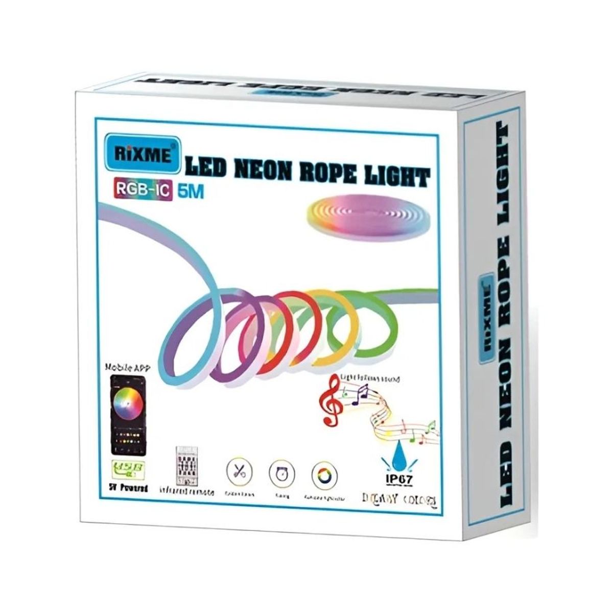 GENERICO - Tira Led Neon Rgb 5m Usb Musical Control Remoto Y App Ip67 Rgb
