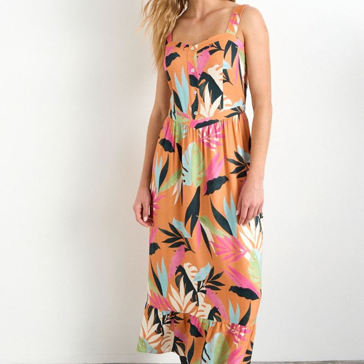 IO - Vestido Fantasia Largo Mujer Naranjo Io