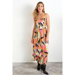 IO - Vestido Fantasia Largo Mujer Naranjo