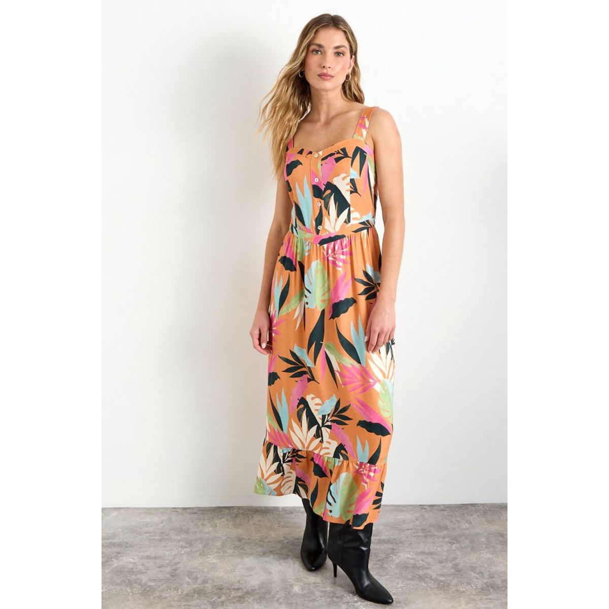 IO - Vestido Fantasia Largo Mujer Naranjo Io