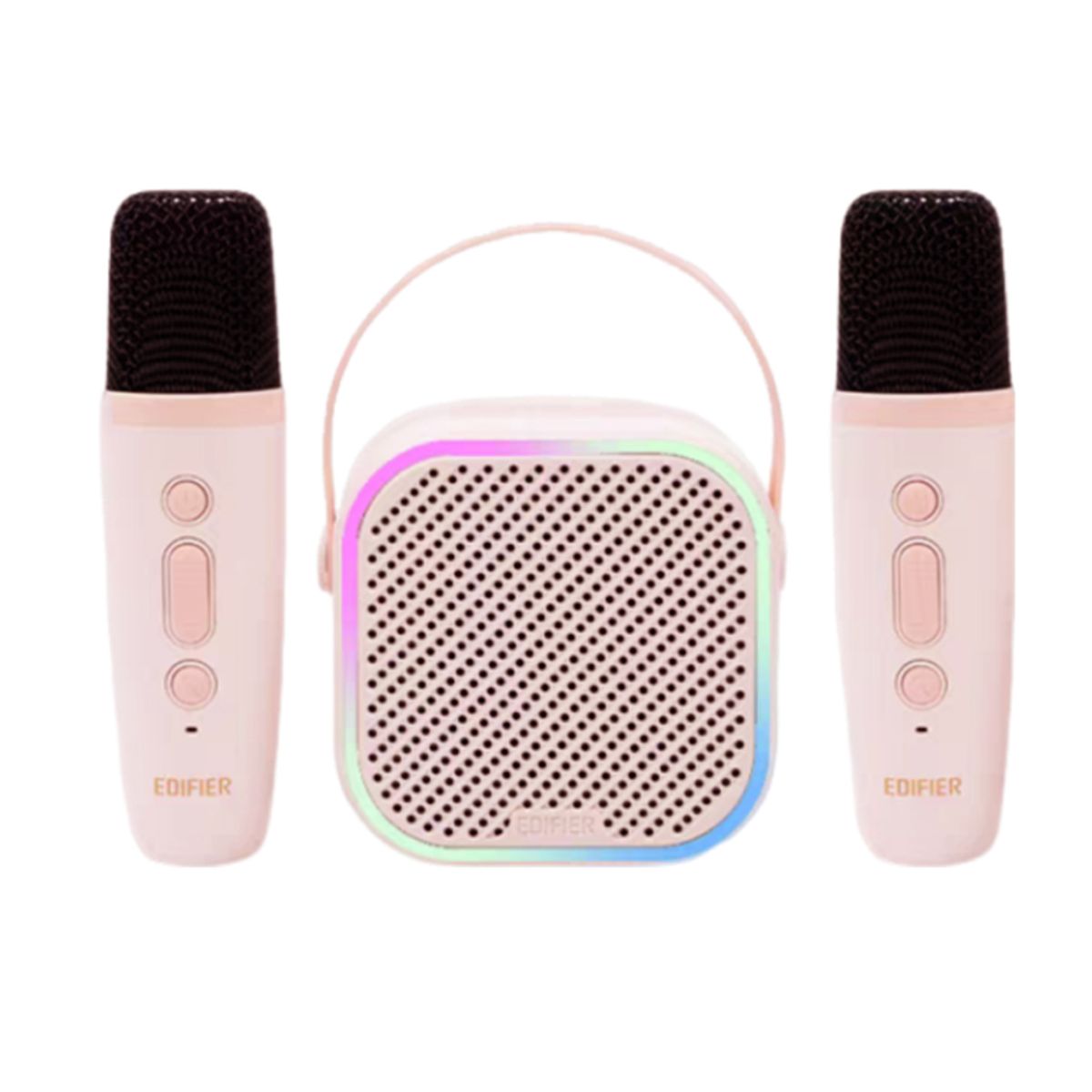EDIFIER - 3 En 1 LED Parlante portatil Edifier Q1 inalámbrico Bluetooth  y 2 microphones -Rosa