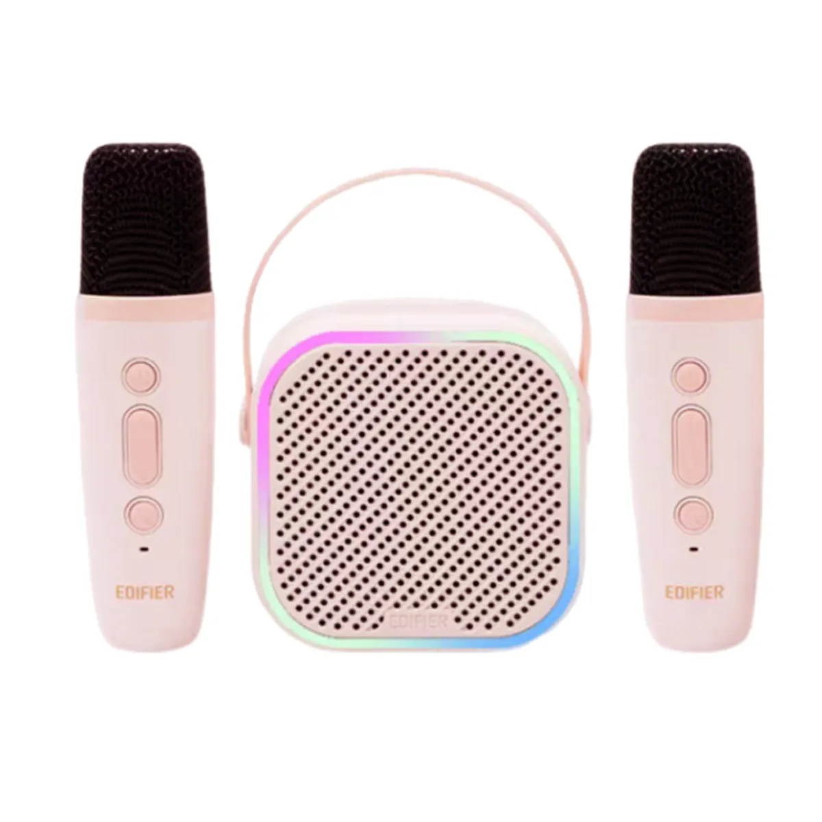 EDIFIER - 3 En 1 LED Parlante portatil Edifier Q1 inalámbrico Bluetooth  y 2 microphones -Rosa