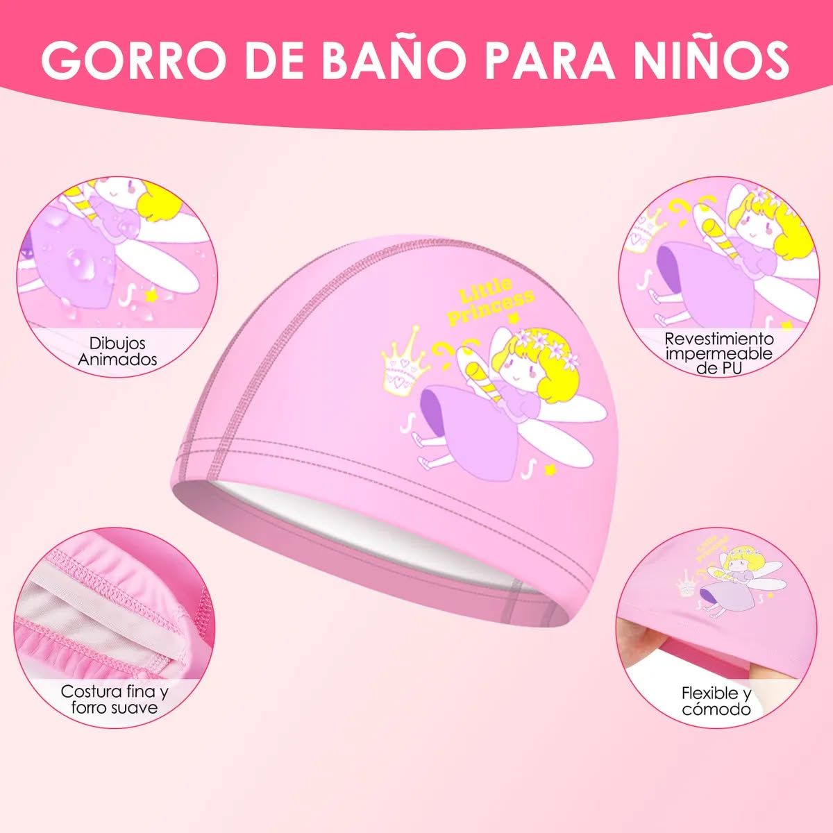 GENERICO - Pack 4 unds traje de baño, gafas y gorro para niña talla 2XL con Protección Solar 50+
