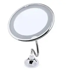 GENERICO - Espejo Maquillaje Aumento 10x Ajustable Flexible Luz Led