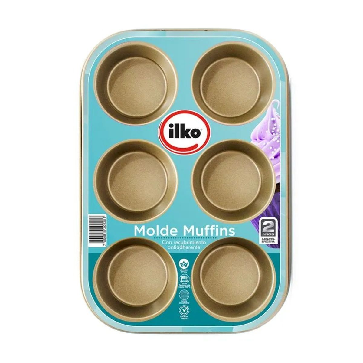 ILKO - Bandeja Ilko 6 Moldecitos Gold Para Queques