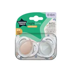 TOMMEE TIPPEE - CHUPETE DE SILICONA NIGHT TIME 0-6M BRILLA EN LA OSCURIDAD ROSA GRIS