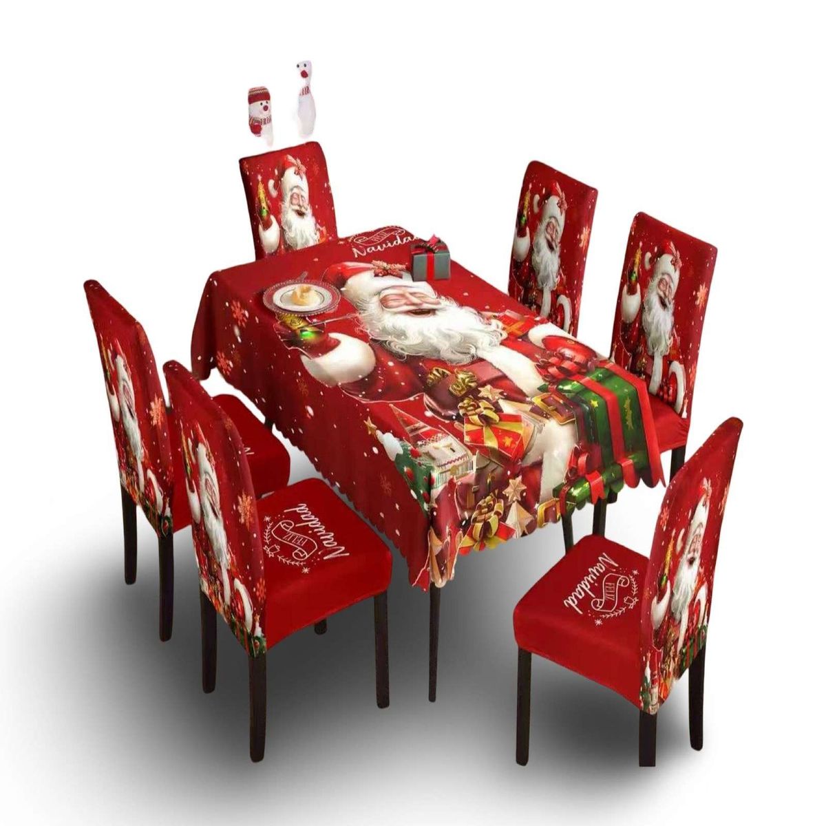GENERICO - MANTEL DE NAVIDAD MAS 6 FUNDAS DE SILLAS
