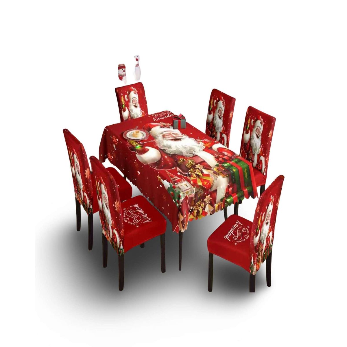 GENERICO - MANTEL DE NAVIDAD MAS 6 FUNDAS DE SILLAS