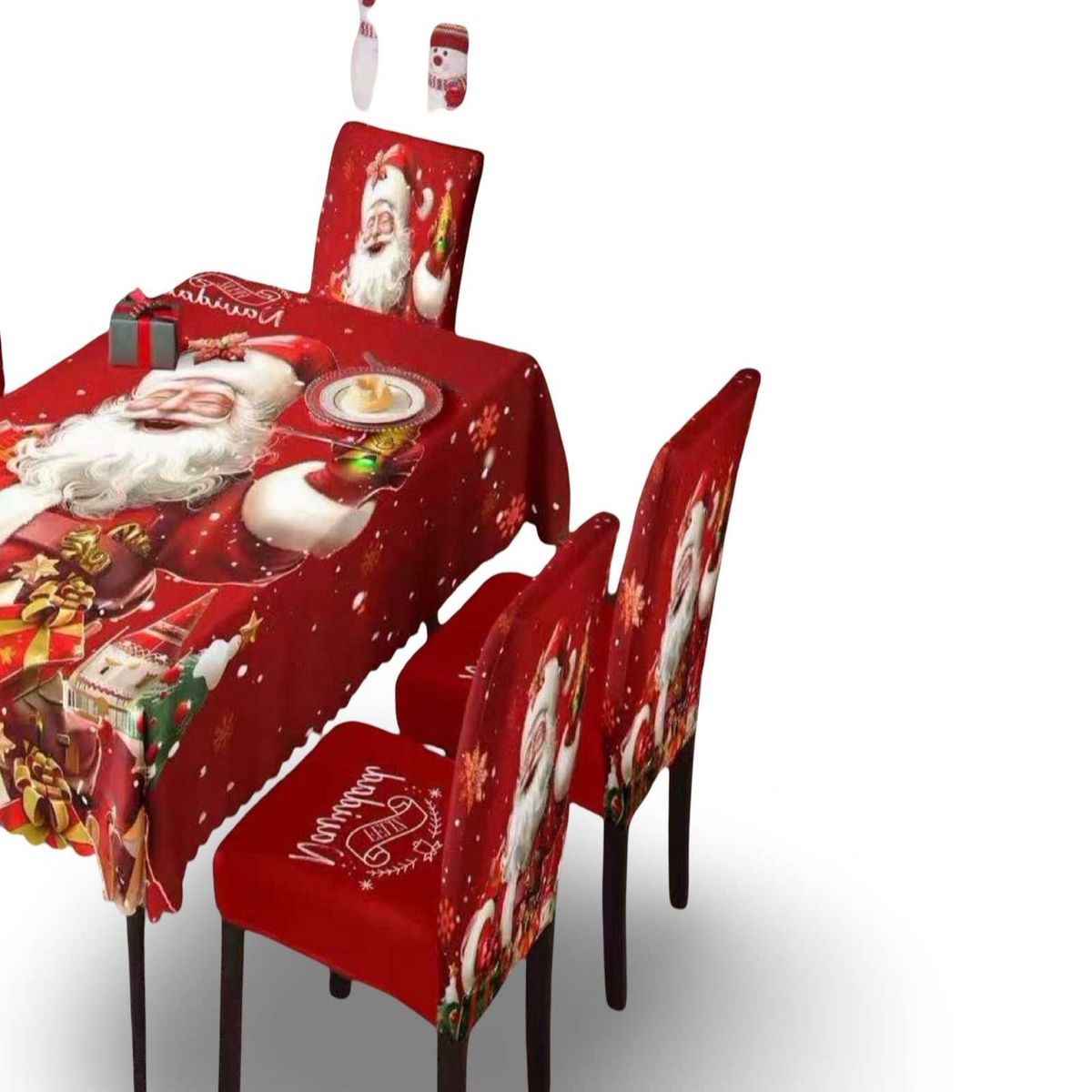 GENERICO - MANTEL DE NAVIDAD MAS 6 FUNDAS DE SILLAS