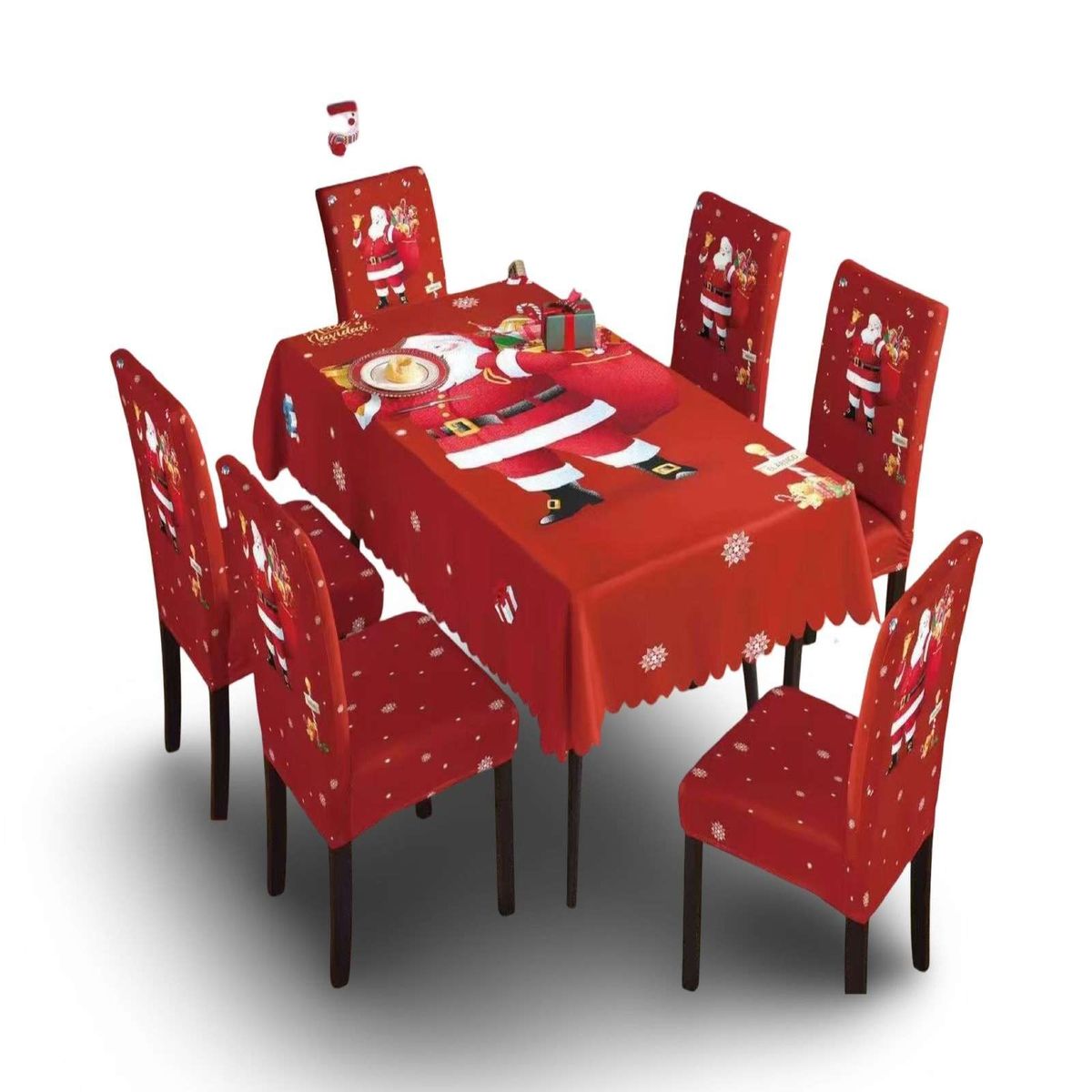 GENERICO - MANTEL DE NAVIDAD MAS 6 FUNDAS DE SILLAS