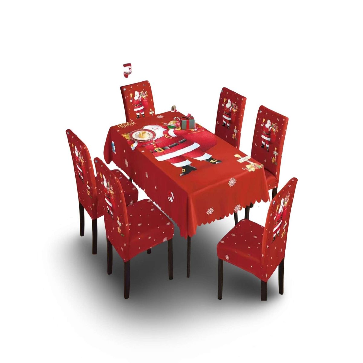GENERICO - MANTEL DE NAVIDAD MAS 6 FUNDAS DE SILLAS