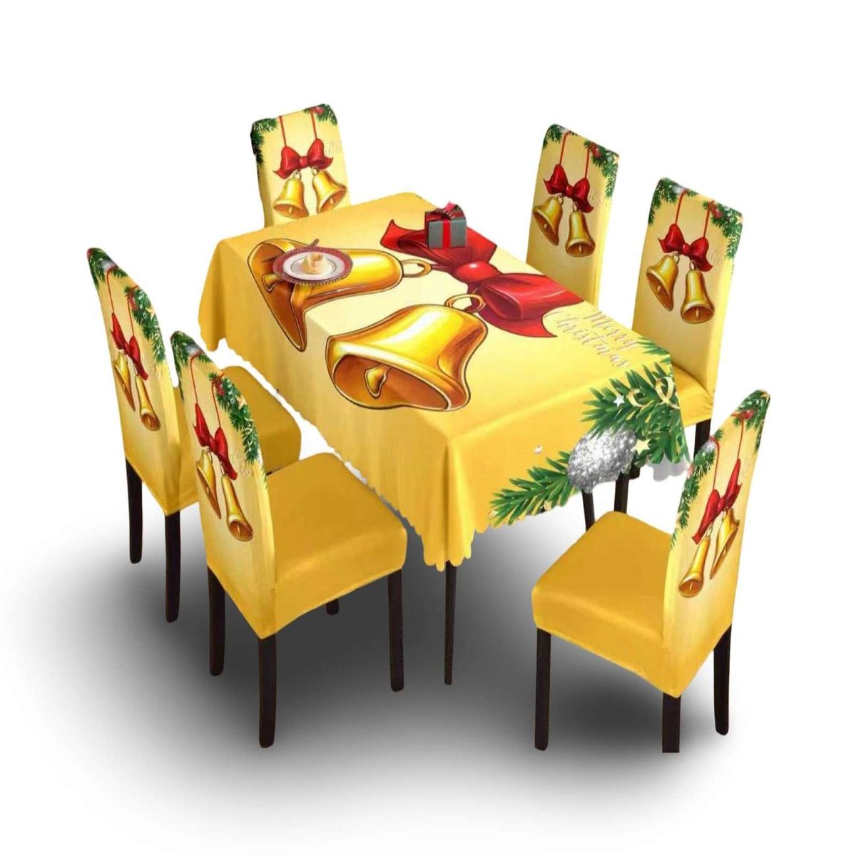 GENERICO - MANTEL DE NAVIDAD MAS 6 FUNDAS DE SILLAS