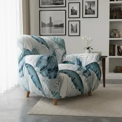 TODOHOGAR SANTIAGO DE CHILE - Funda de sofá estampada de 1 cuerpo - Diseño Blanco hojas