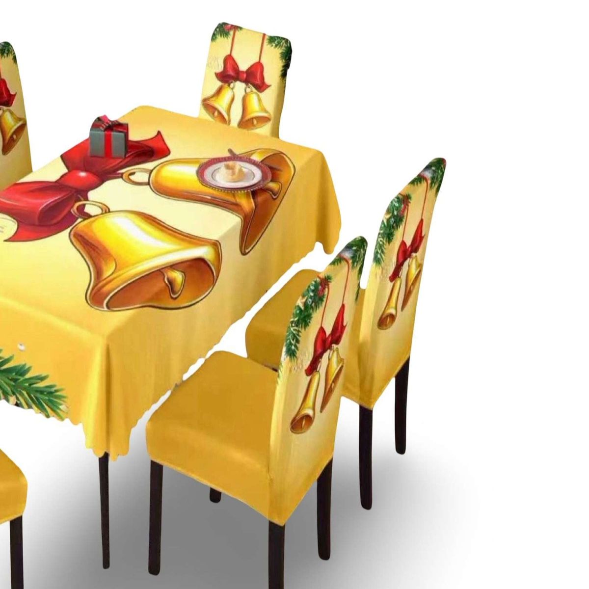 GENERICO - JUEGO DE MANTEL DE NAVIDAD MAS 6 FUNDAS DE SILLAS