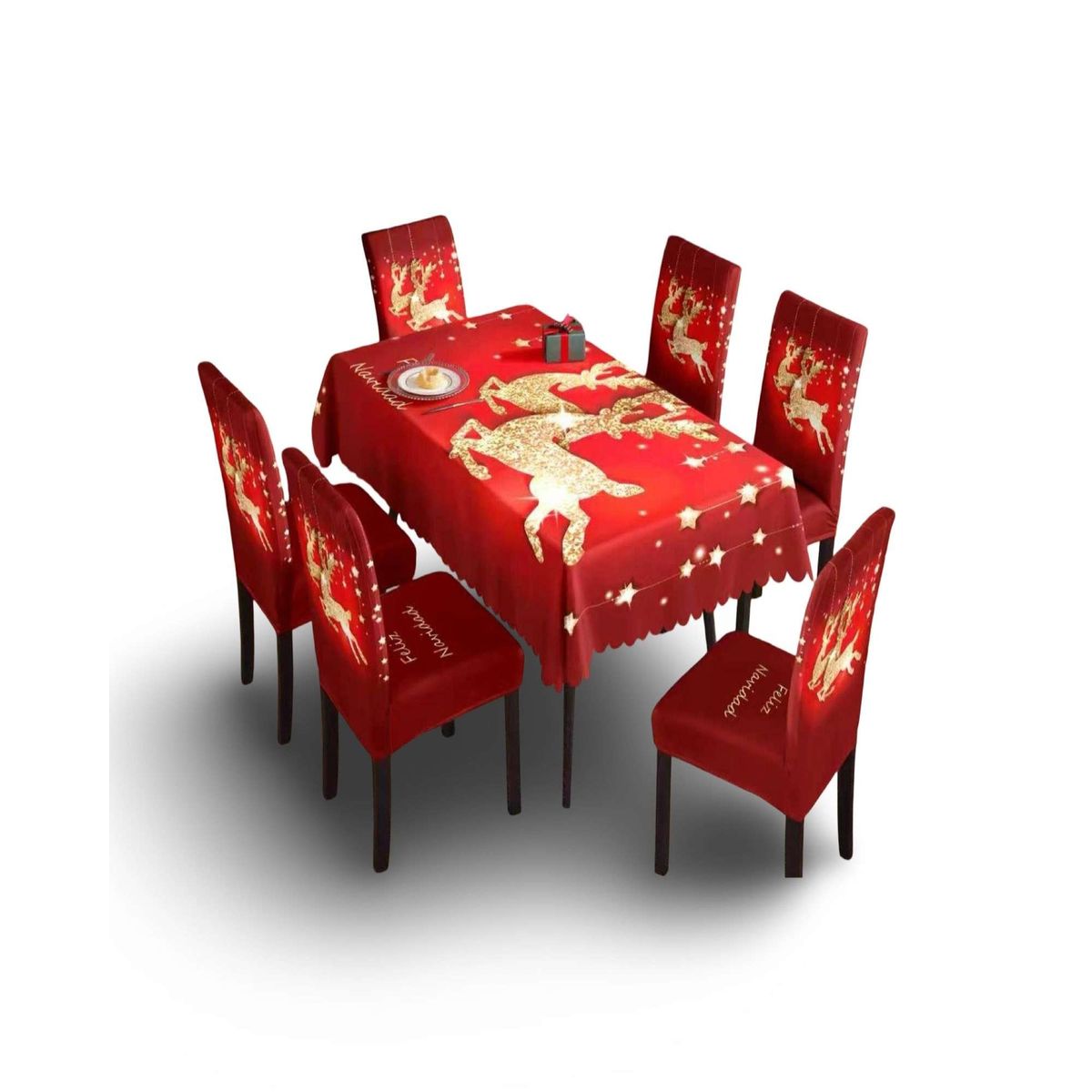 GENERICO - MANTEL DE NAVIDAD MAS 6 FUNDAS DE SILLAS