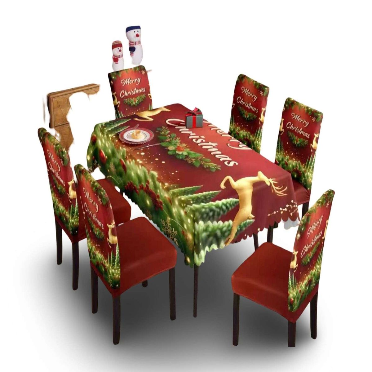 GENERICO - MANTEL DE NAVIDAD MAS 6 FUNDAS DE SILLAS