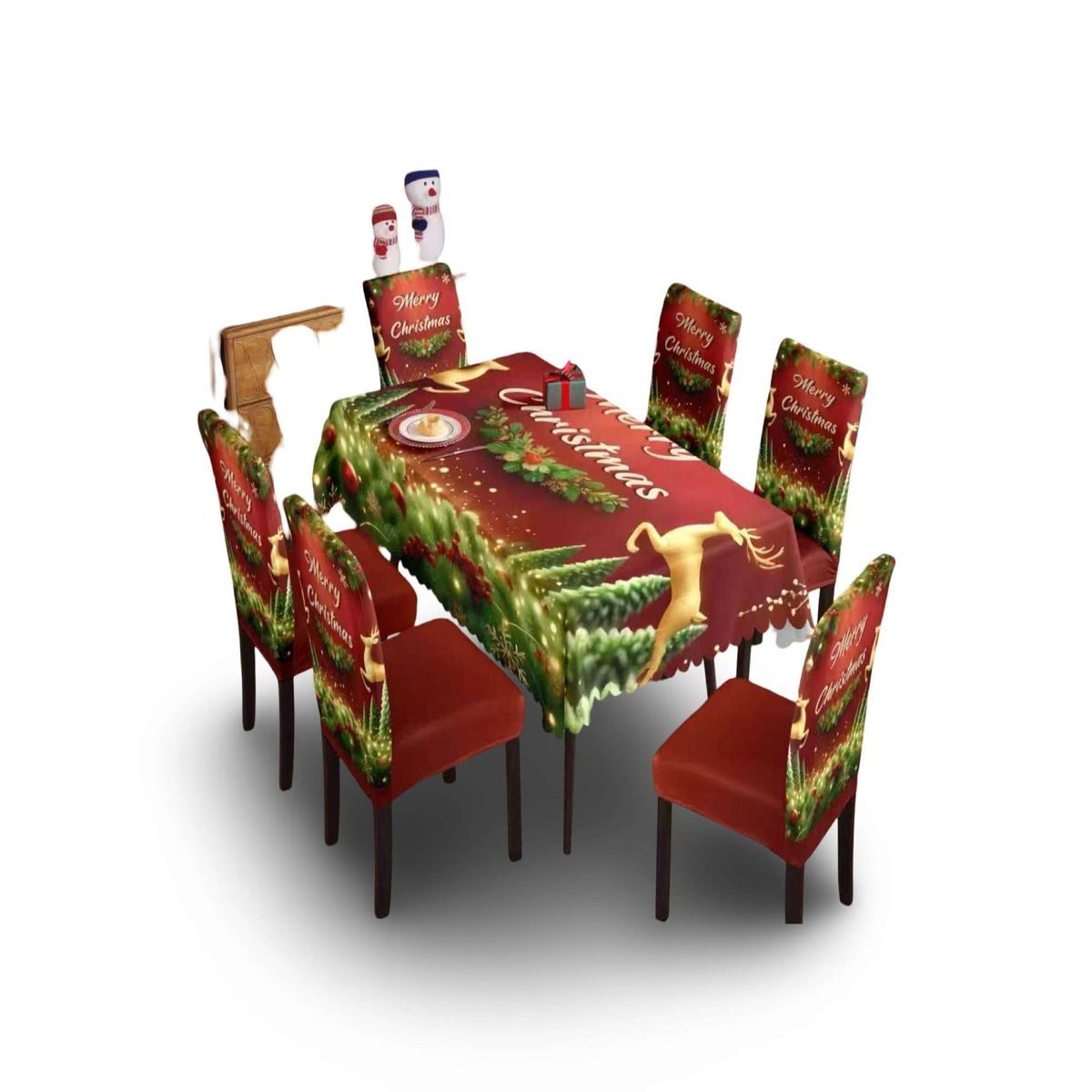 GENERICO - MANTEL DE NAVIDAD MAS 6 FUNDAS DE SILLAS