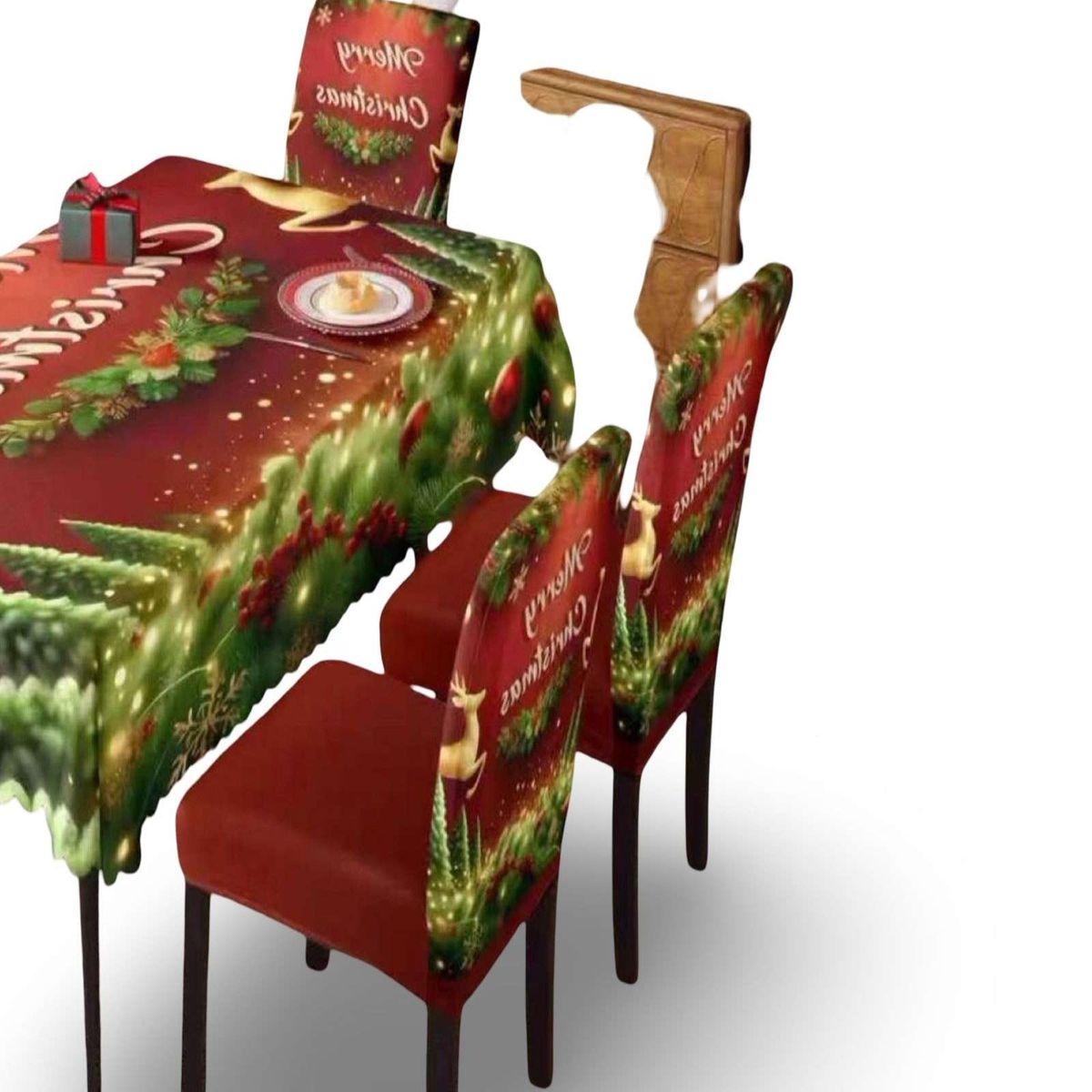 GENERICO - MANTEL DE NAVIDAD MAS 6 FUNDAS DE SILLAS