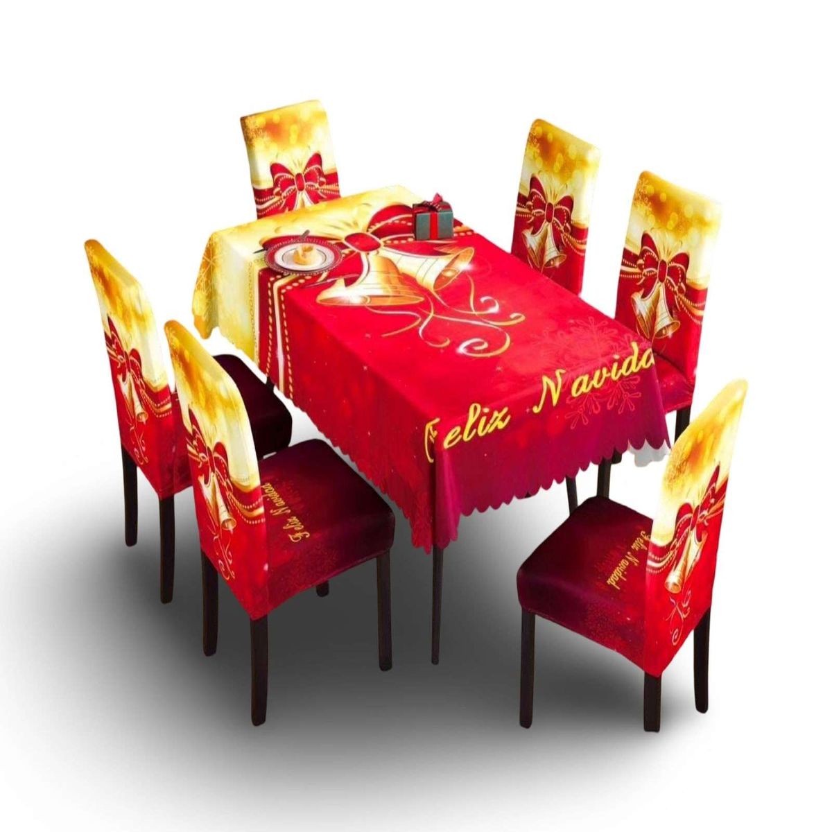 GENERICO - MANTEL DE NAVIDAD MAS 6 FUNDAS DE SILLAS
