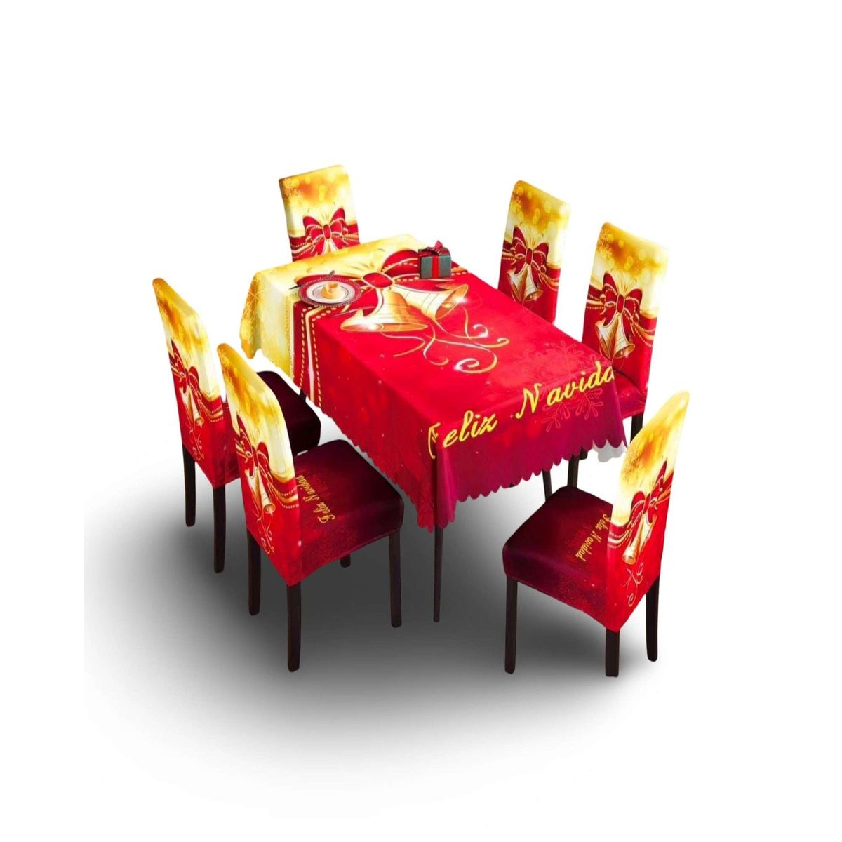 GENERICO - MANTEL DE NAVIDAD MAS 6 FUNDAS DE SILLAS