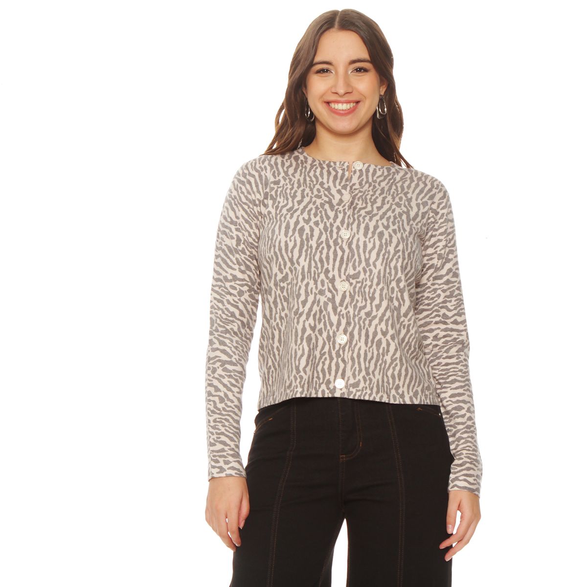 WADOS - CHALECO MANGA LARGA SUBLIMADO ABOTONADO EN DELANTERO ESCOTE REDONDO