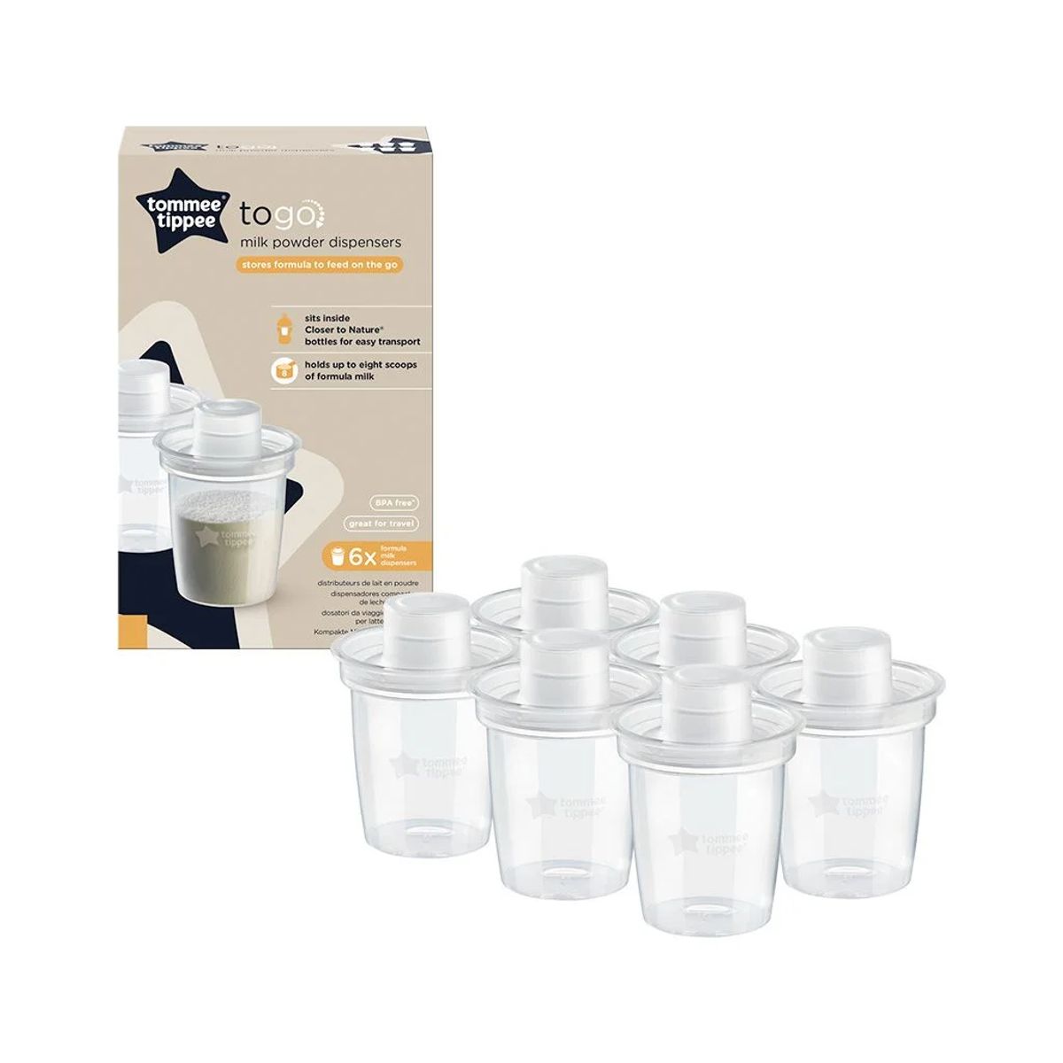 TOMMEE TIPPEE - PACK 6 DISPENSADORES DE LECHE EN POLVO TO GO