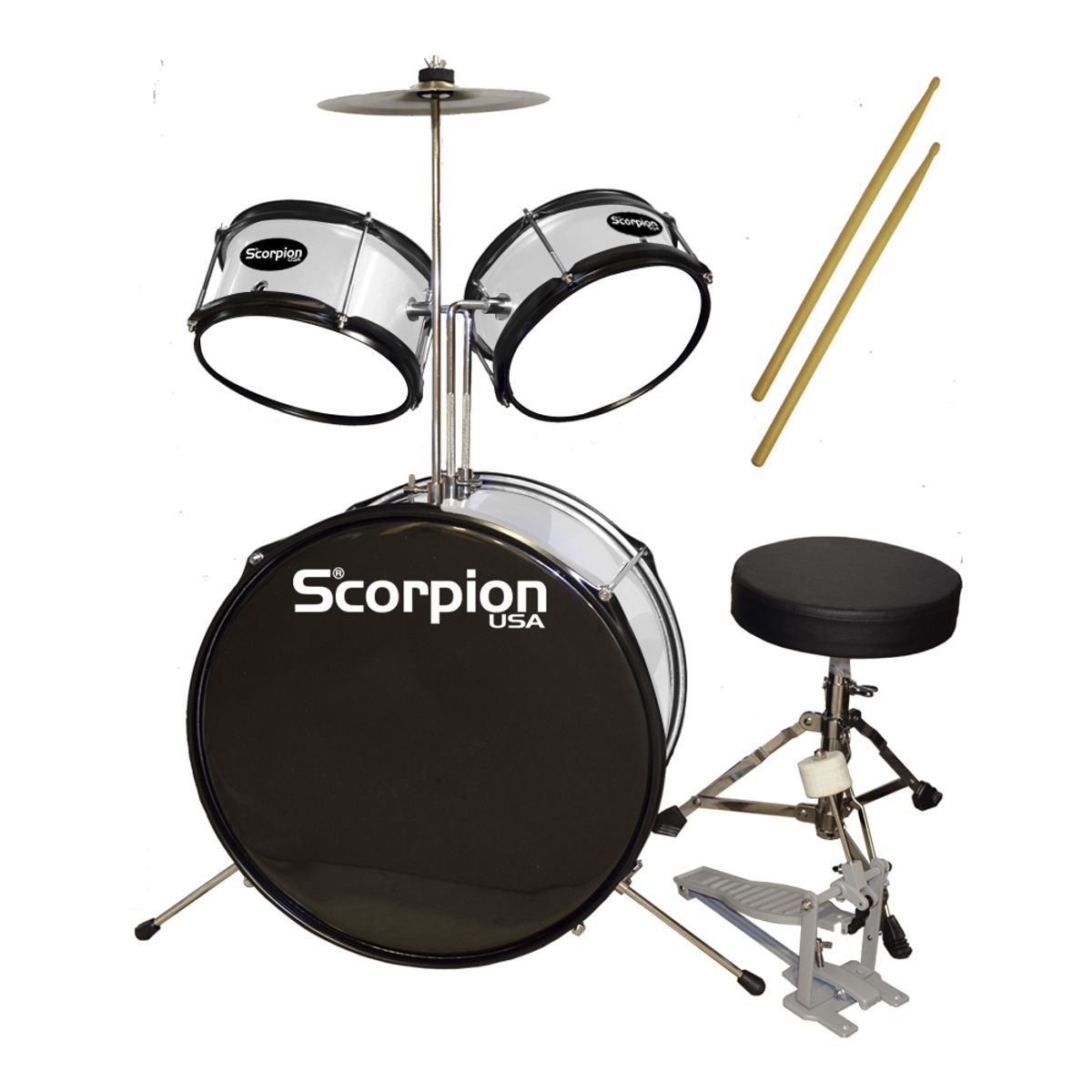 SCORPION - BATERIA NIÑO 3PCS BLANCO SBJ-3 SCORPION