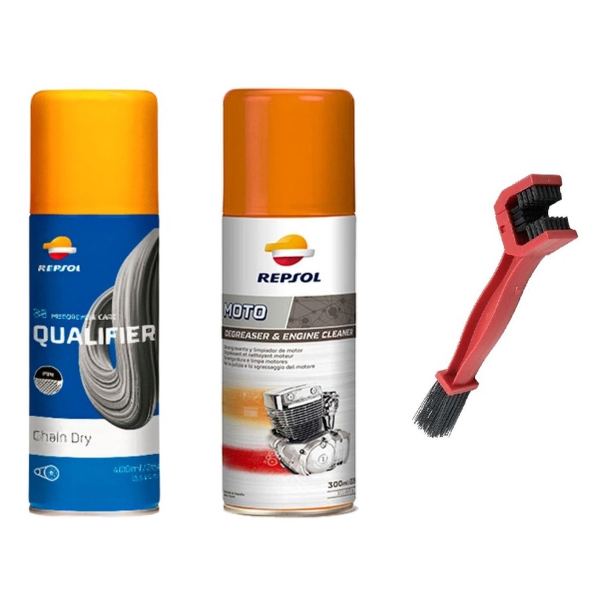 GENERICO - Pack Limpiador  Grasa Para Cadena De Moto Y Cepillo Repsol