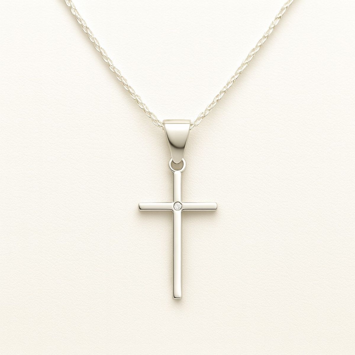 LK LUKSO - Collar Cruz Circón Minimalista 50cm Plata 925 