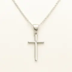 LK LUKSO - Collar Cruz Circón Minimalista 50cm Plata 925