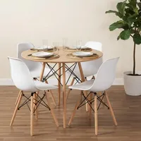 Comedor Redondo Shanna 80 cm + 4 Sillas Eames Blanco