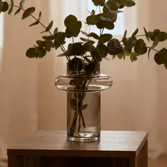 SANTU HOME & DECO - Florero de Vidrio Anillo Ambar Gastado Figura Deco