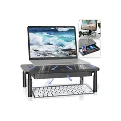 GENERICO - Base Monitor Soporte 3alturas Notebook Pc Impresora Con Cajó