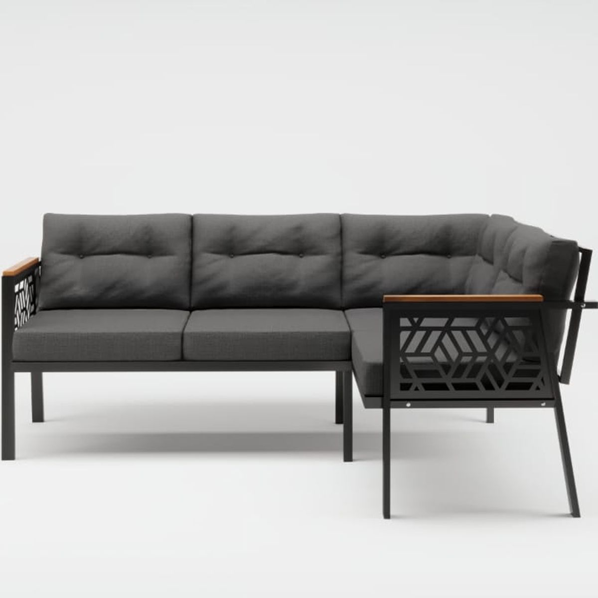 GENERICO - Juego de Living de Terraza Melisa Tipo L Gris, 4 Personas